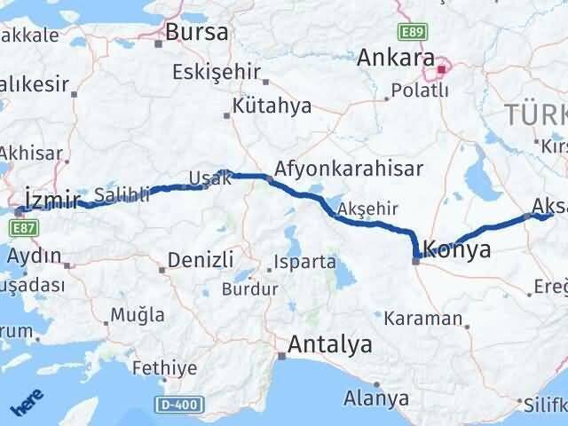 İzmir Gülağaç Aksaray Arası Kaç Km - Yol Haritası
