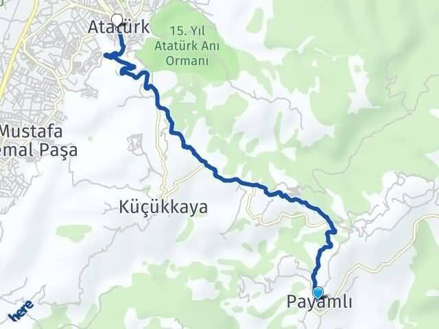 Payamlı Atatürk Arası Kaç Km - Yol Tarifi