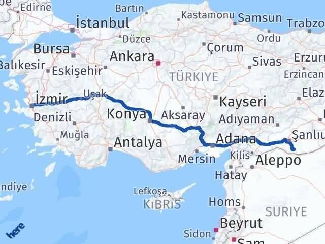 İzmir Harran Şanlıurfa Arası Kaç Km - Yol Haritası
