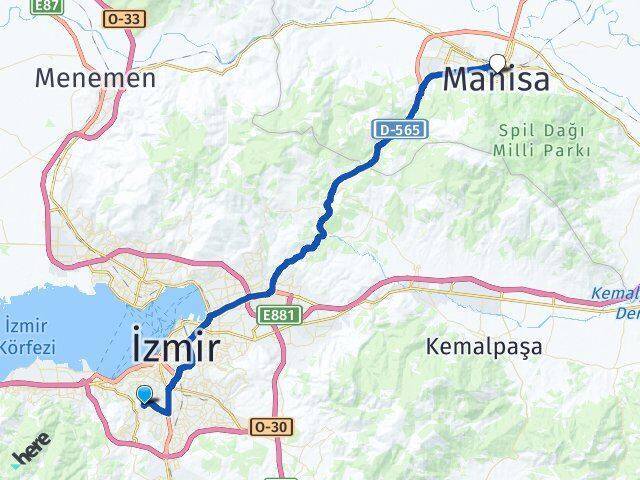 Ali Fuat Cebesoy Manisa Arası Kaç Km - Yol Tarifi