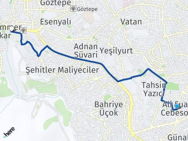 Ali Fuat Cebesoy Poligon Arası Kaç Km - Yol Tarifi