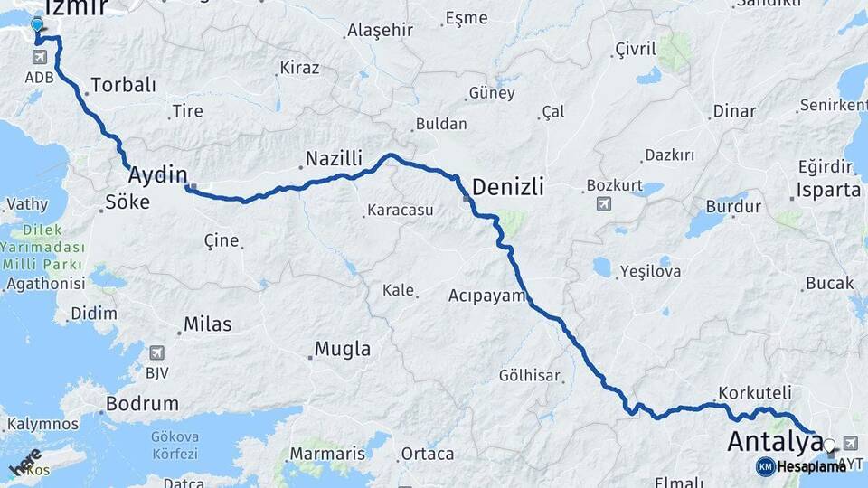 Karabağlar Antalya Arası Kaç Km - Yol Tarifi