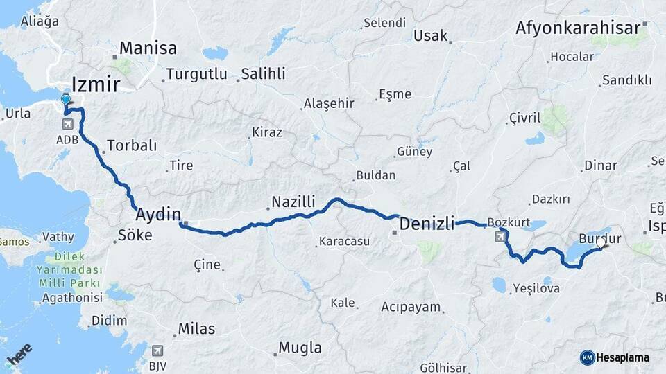 Karabağlar Burdur Arası Kaç Km - Yol Tarifi