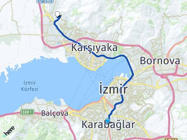 İzmir Karabağlar Evka-5 Çiğli Arası Kaç Km - Yol Haritası