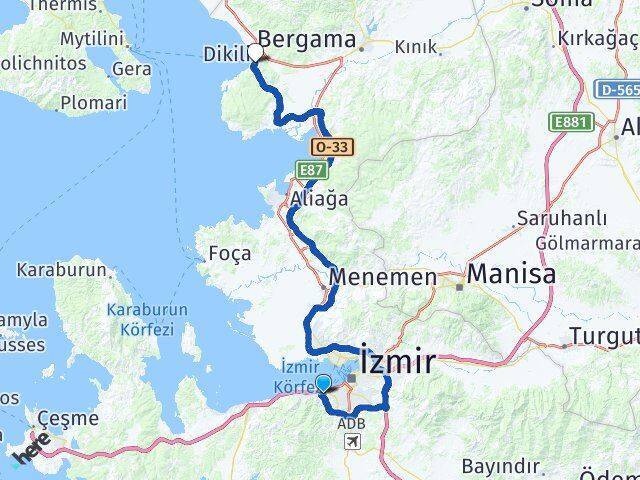 Fahrettin Altay Dikili Arası Kaç Km - Yol Tarifi