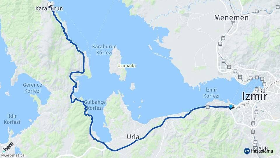 Fahrettin Altay Karaburun Arası Kaç Km - Yol Tarifi