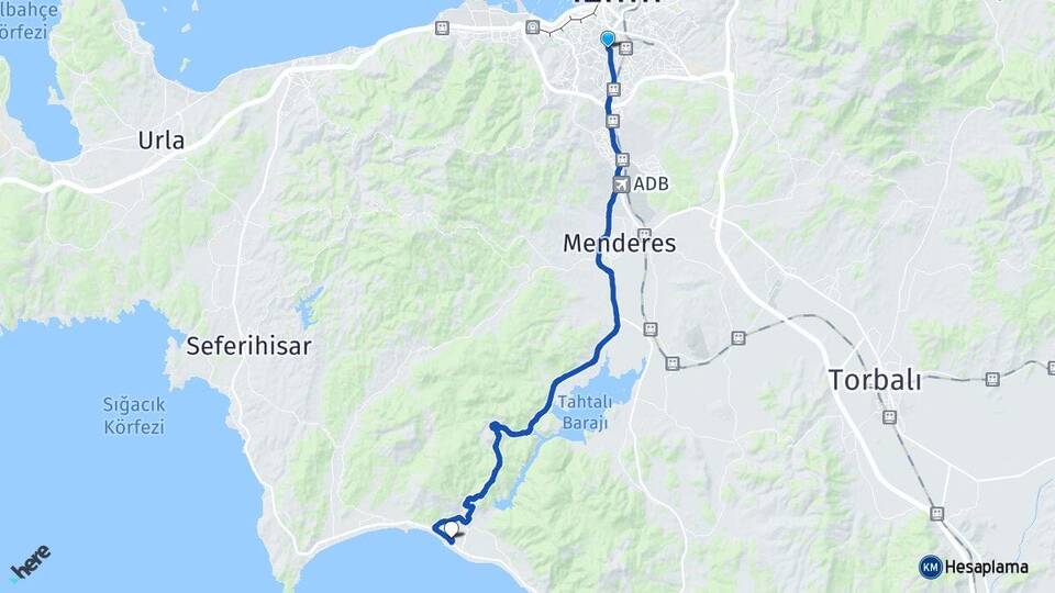İzmir Karabağlar Gümüldür Atatürk Menderes Arası Kaç Km - Yol Haritası