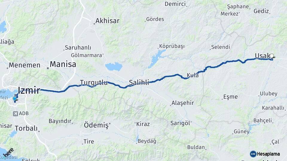 Karabağlar Uşak Arası Kaç Km - Yol Tarifi