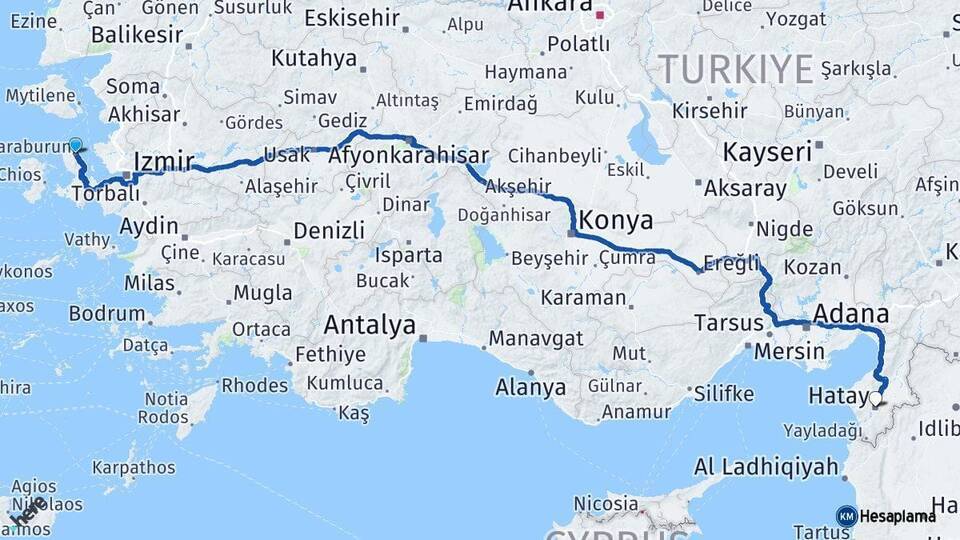Karaburun Hatay Arası Kaç Km - Yol Tarifi
