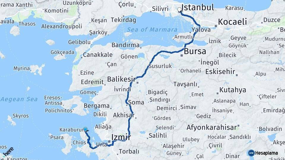 Karaburun İstanbul Arası Kaç Km - Yol Tarifi