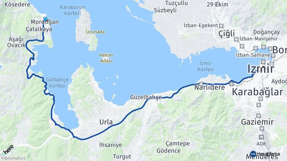 İzmir Karaburun Mordoğan Arası Kaç Km - Yol Haritası