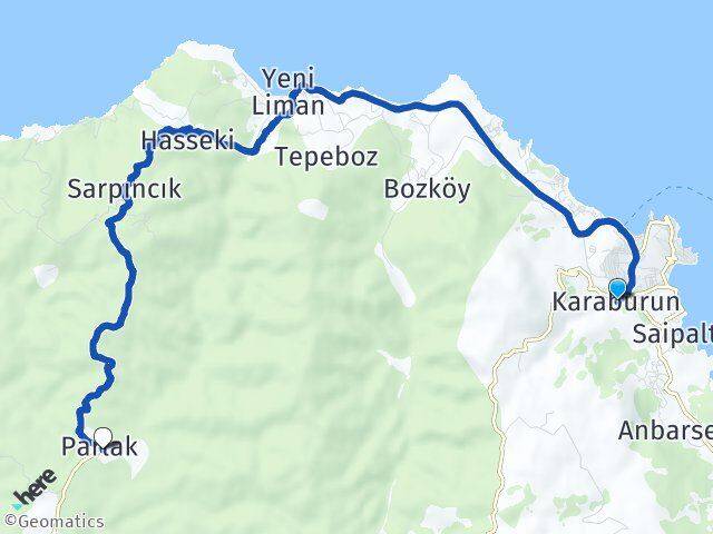 İzmir Karaburun Parlak Karaburun Arası Kaç Km - Yol Haritası