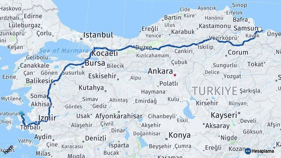 Karaburun Samsun Arası Kaç Km - Yol Tarifi