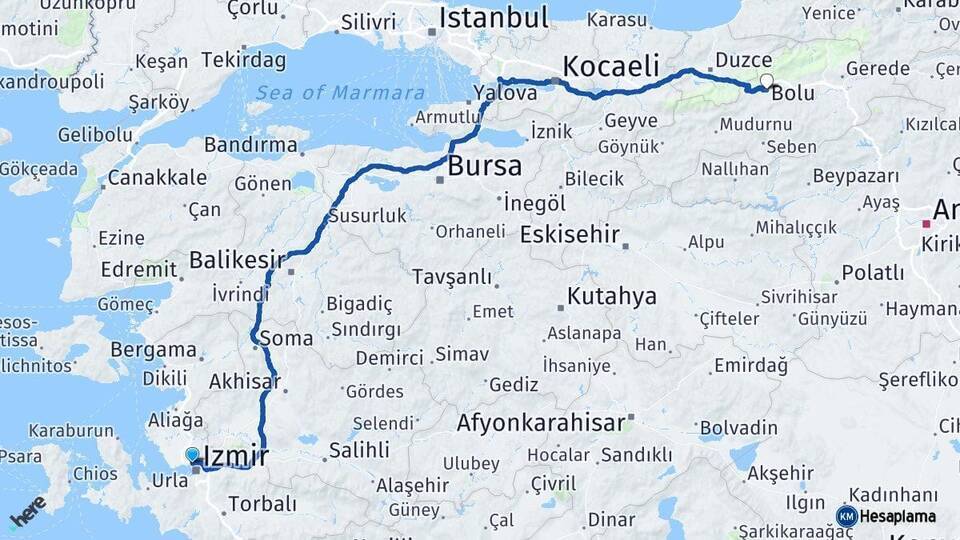Karşıyaka Bolu Arası Kaç Km - Yol Tarifi