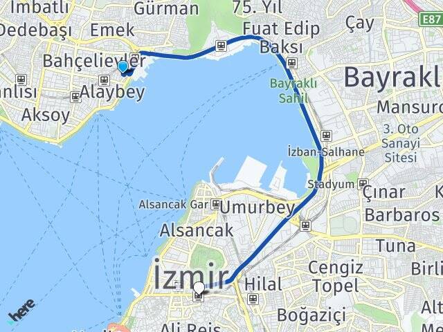 Tersane Basmane Tren Garı Arası Kaç Km - Yol Tarifi