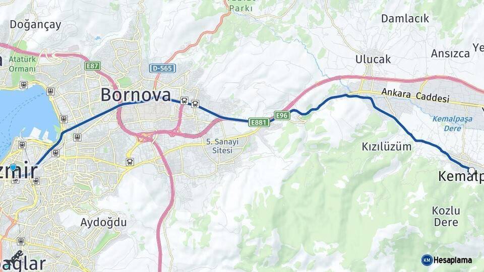 İzmir Kemalpaşa Arası Kaç Km - Yol Haritası