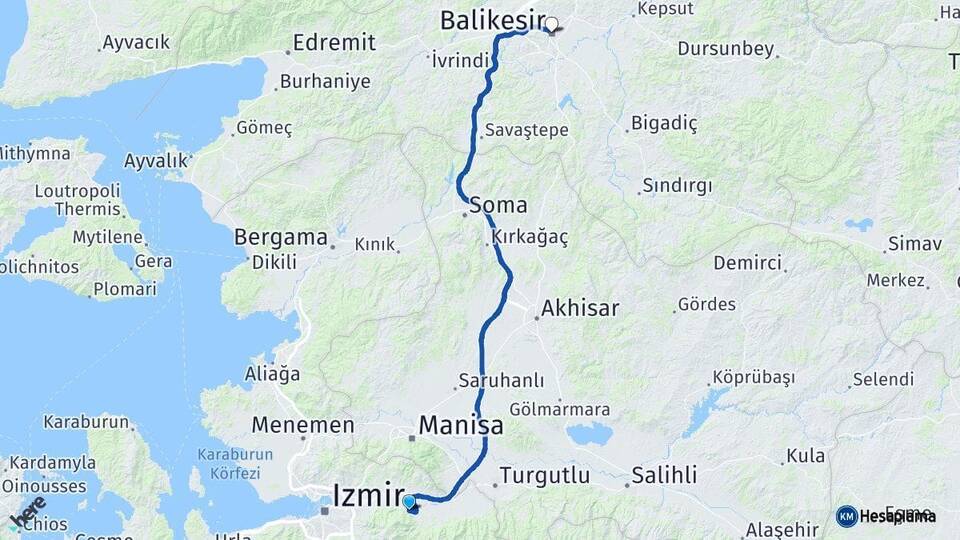 İzmir Kemalpaşa Balıkesir Arası Kaç Km - Yol Haritası