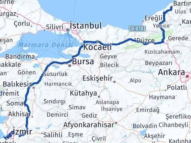 İzmir Kemalpaşa Bartın Arası Kaç Km - Yol Haritası