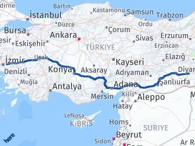 İzmir Kemalpaşa Batman Arası Kaç Km - Yol Haritası