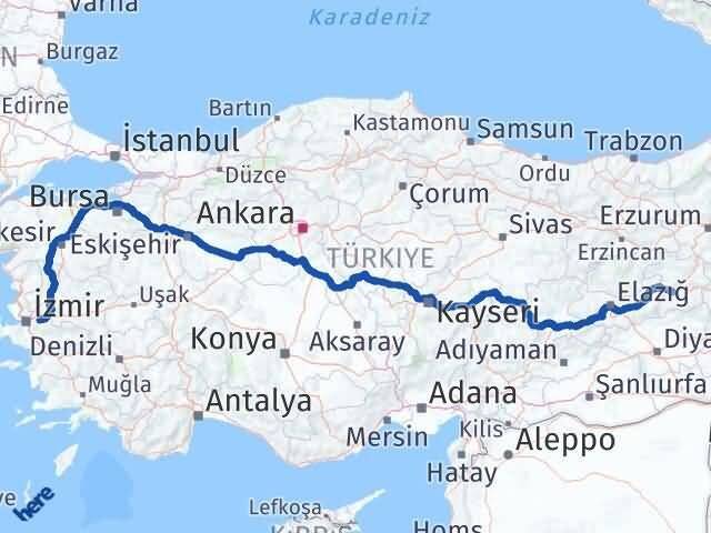 İzmir Kemalpaşa Bingöl Arası Kaç Km - Yol Haritası