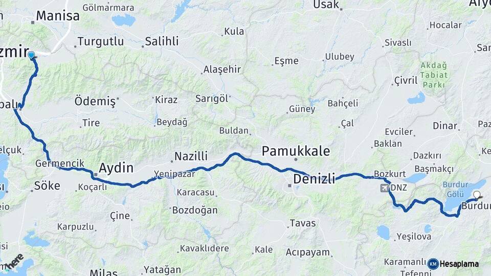 İzmir Kemalpaşa Burdur Arası Kaç Km - Yol Haritası