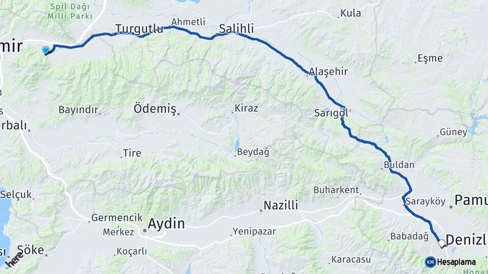İzmir Kemalpaşa Denizli Arası Kaç Km - Yol Haritası