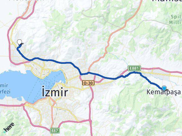 İzmir Kemalpaşa Evka-5 Çiğli Arası Kaç Km - Yol Haritası