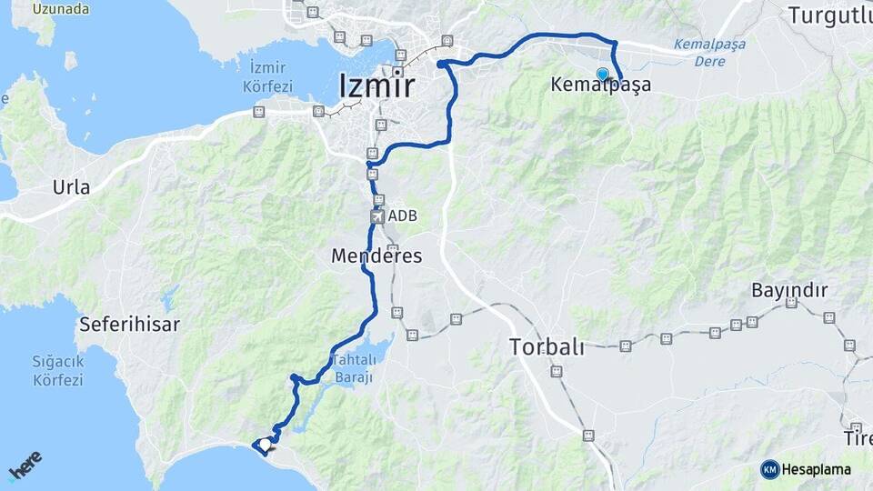 İzmir Kemalpaşa Gümüldür Atatürk Menderes Arası Kaç Km - Yol Haritası