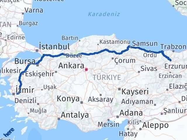 İzmir Kemalpaşa Gümüşhane Arası Kaç Km - Yol Haritası