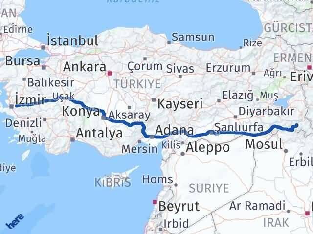 İzmir Kemalpaşa Hakkari Arası Kaç Km - Yol Haritası