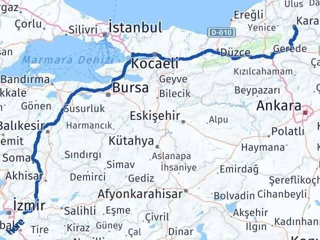 İzmir Kemalpaşa Karabük Arası Kaç Km - Yol Haritası