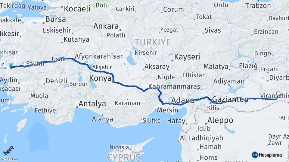 İzmir Kemalpaşa Mardin Arası Kaç Km - Yol Haritası