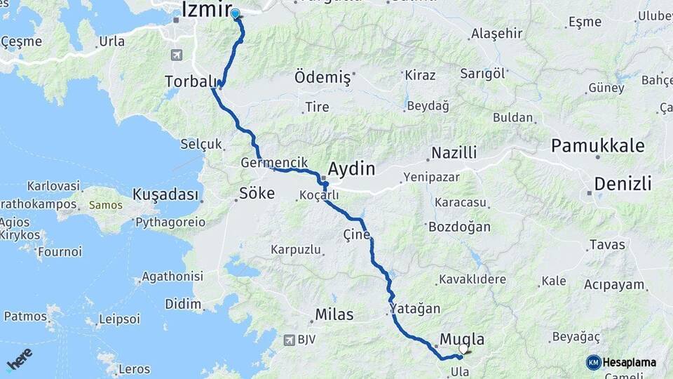 İzmir Kemalpaşa Muğla Arası Kaç Km - Yol Haritası