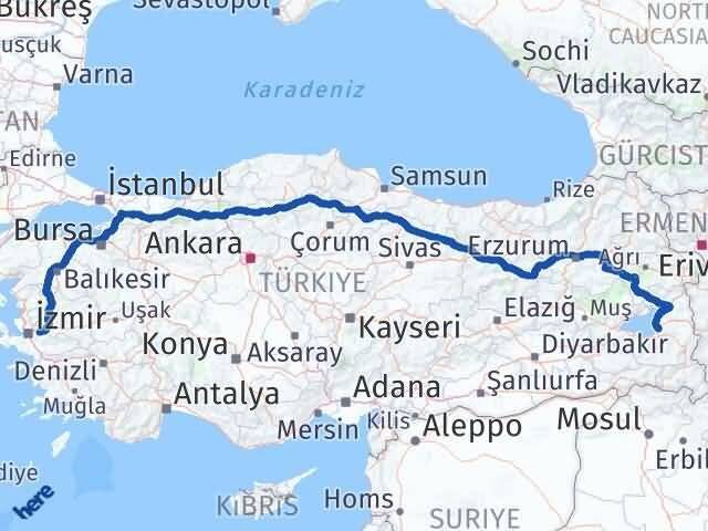 İzmir Kemalpaşa Van Arası Kaç Km - Yol Haritası