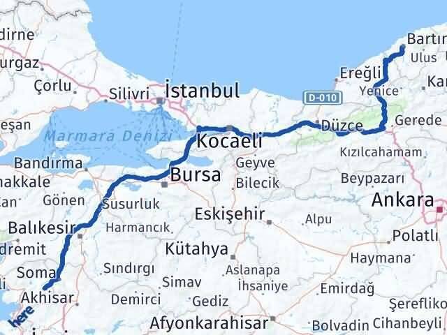 İzmir Kınık Bartın Arası Kaç Km - Yol Haritası