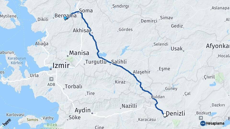 İzmir Kınık Denizli Arası Kaç Km - Yol Haritası