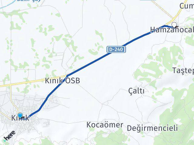 İzmir Kınık Hamzahocalı Kınık Arası Kaç Km - Yol Haritası