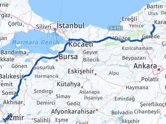 İzmir Kınık Karabük Arası Kaç Km - Yol Haritası