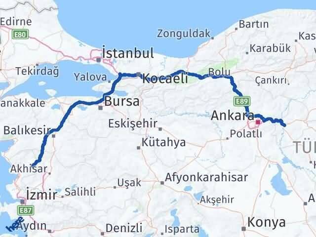 İzmir Kınık Kırıkkale Arası Kaç Km - Yol Haritası