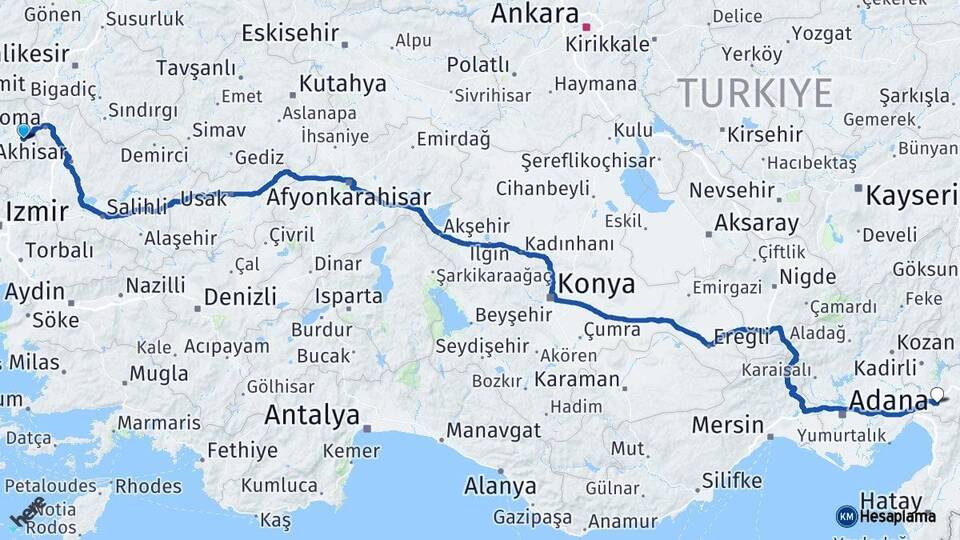 İzmir Kınık Osmaniye Arası Kaç Km - Yol Haritası
