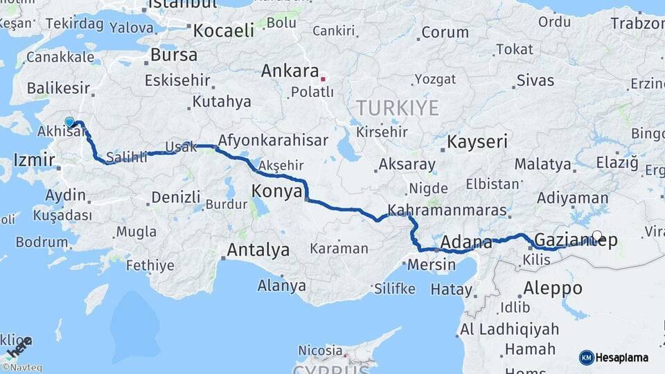İzmir Kınık Şanlıurfa Arası Kaç Km - Yol Haritası