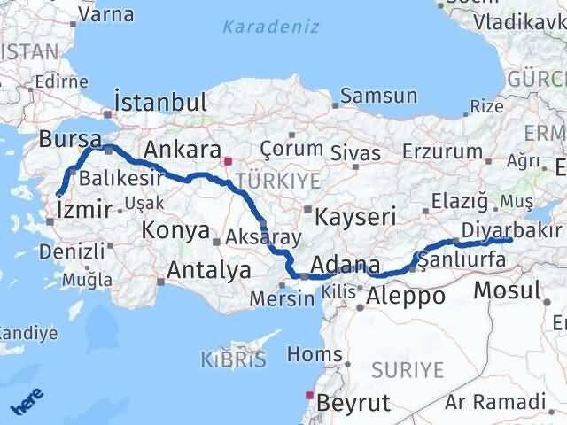İzmir Kınık Siirt Arası Kaç Km - Yol Haritası