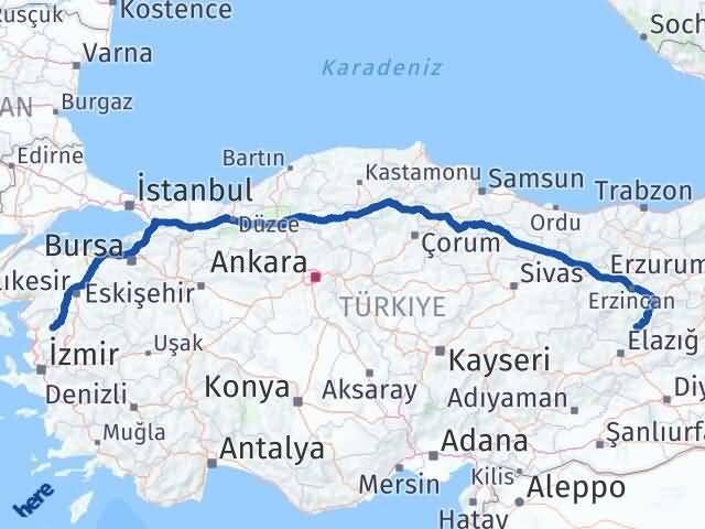 İzmir Kınık Tunceli Arası Kaç Km - Yol Haritası