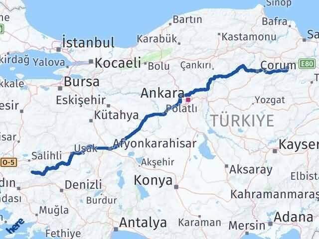 İzmir Kiraz Amasya Arası Kaç Km - Yol Haritası
