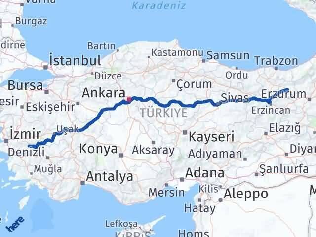 İzmir Kiraz Bayburt Arası Kaç Km - Yol Haritası