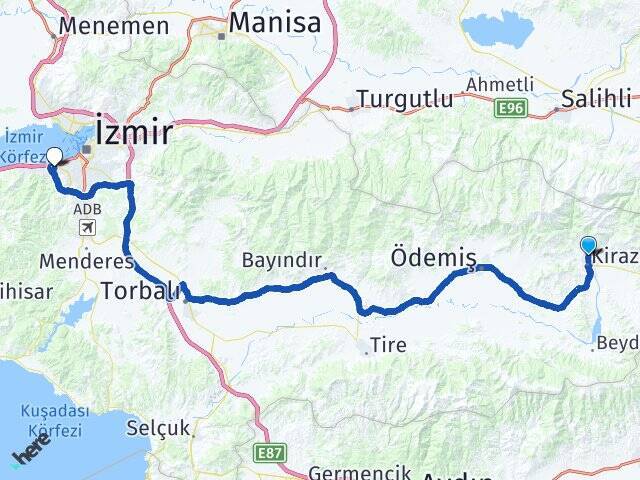Ceritler İzmir Demokrasi Üniversitesi Arası Kaç Km - Yol Tarifi