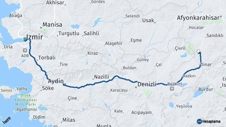 İzmir Kızılören Arası Kaç Km - Yol Tarifi