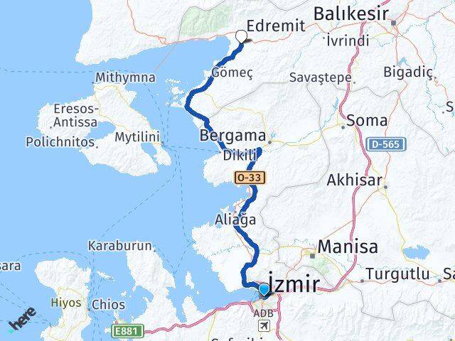 İzmir Koca Seyit Havalimanı Arası Kaç Km - Yol Haritası