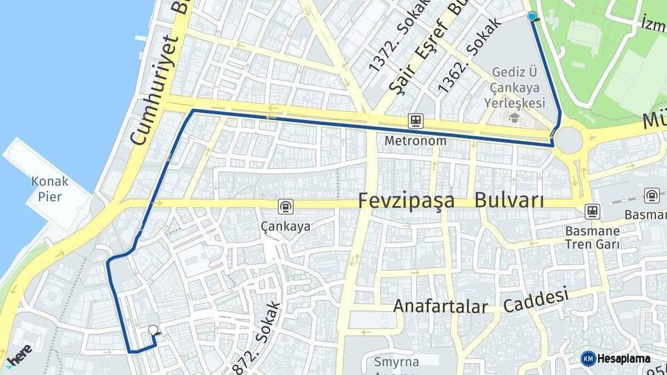 İzmir Konak Arası Kaç Km - Yol Haritası