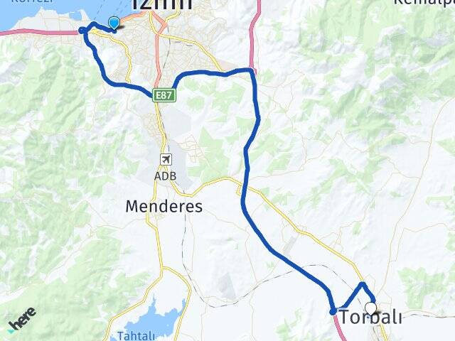 İzmir Konak Göztepe Torbalı Arası Kaç Km - Yol Haritası